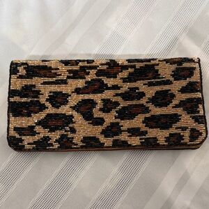 Neiman Marcus Leopard Beaded Clutch